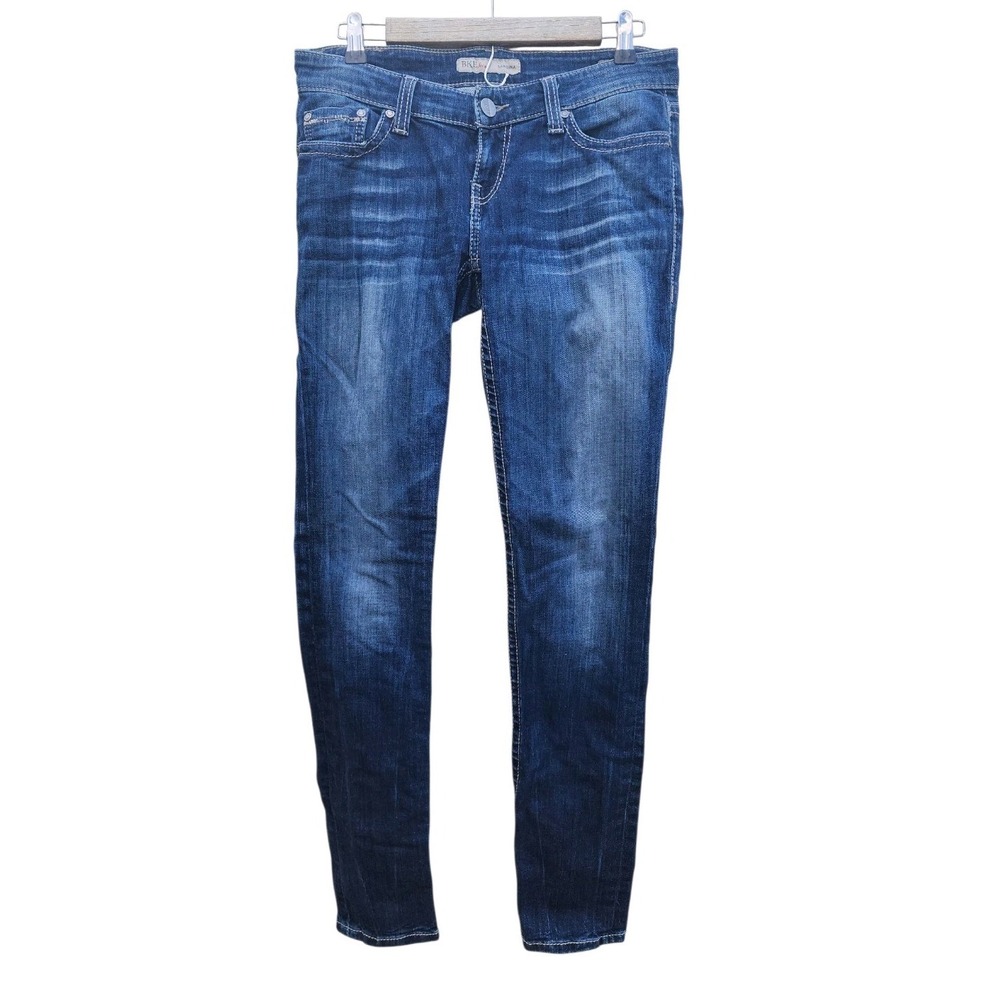 BKE Buckle Sabrina Low Rise Skinny Womens Jeans Thick Stitch Faded Blue Size 27
